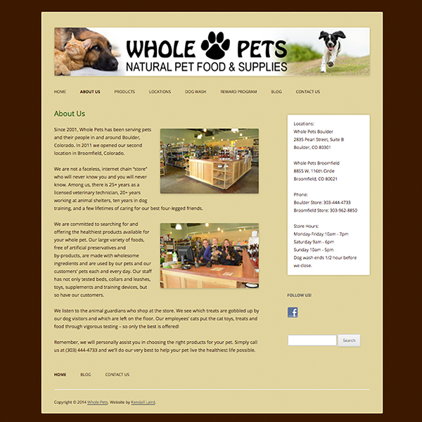 Whole Pets website